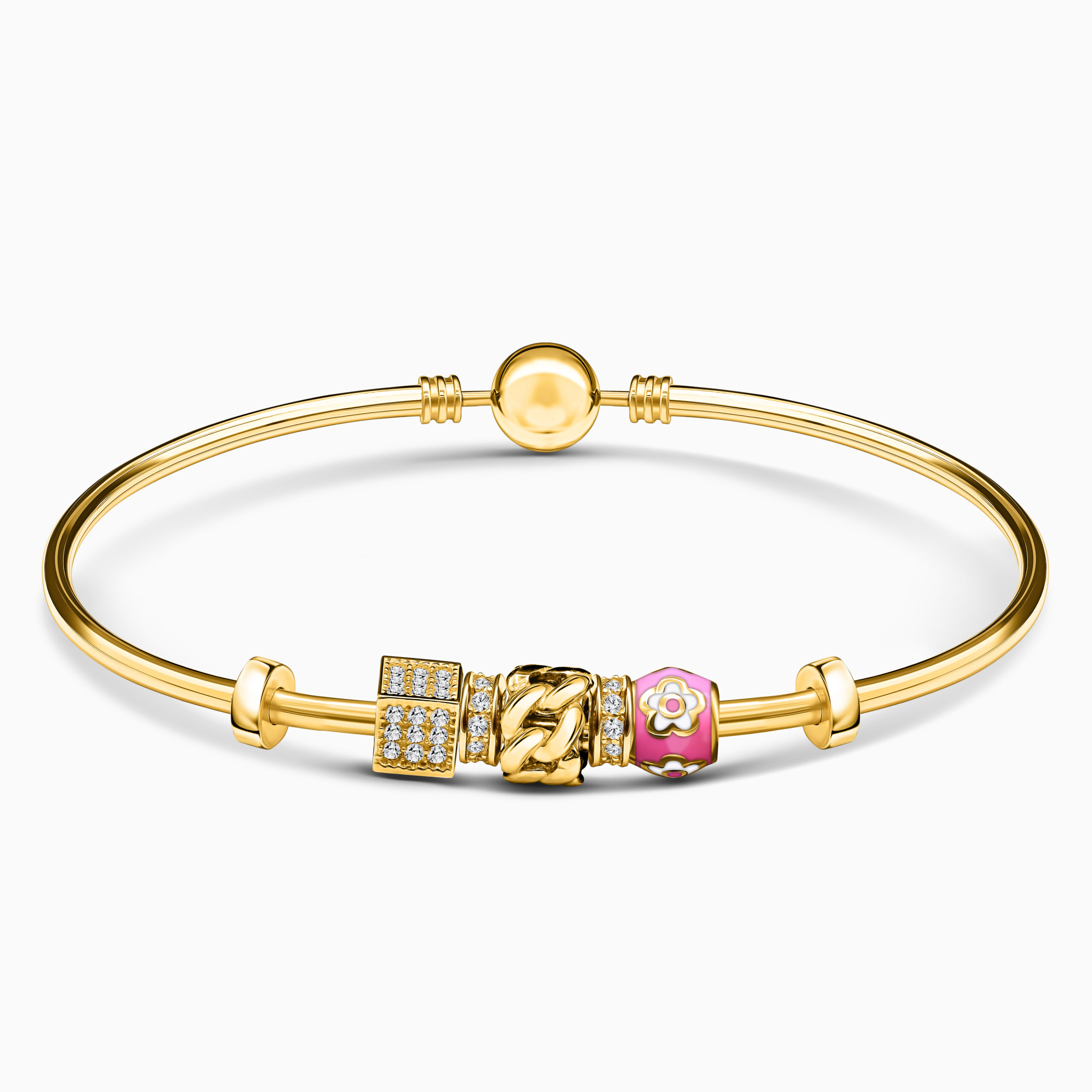 22K Gold Charm Bangle (13.20G) - Queen of Hearts Jewelry