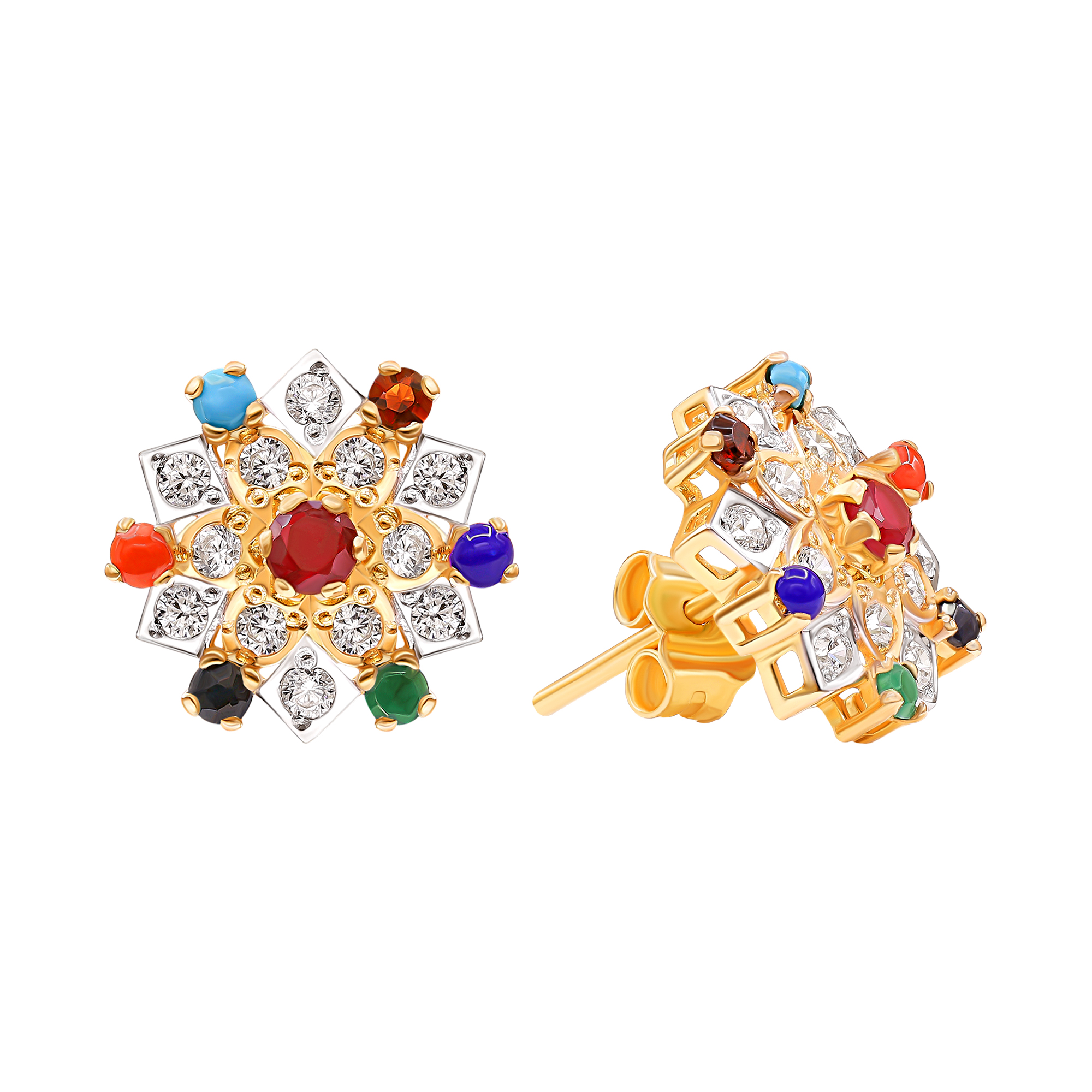 Navratna floral earrings by The Chandi Studio | The Secret Label