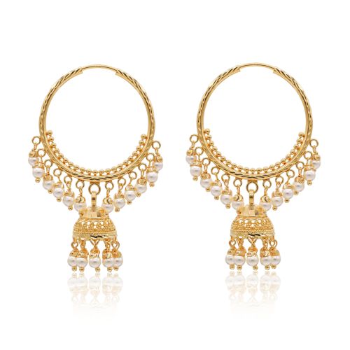 22K Gold Pearl Jhumka Earrings (12.95G)