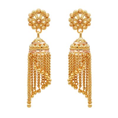 22K Gold Filigree Jhumka Earrings (7.75G)