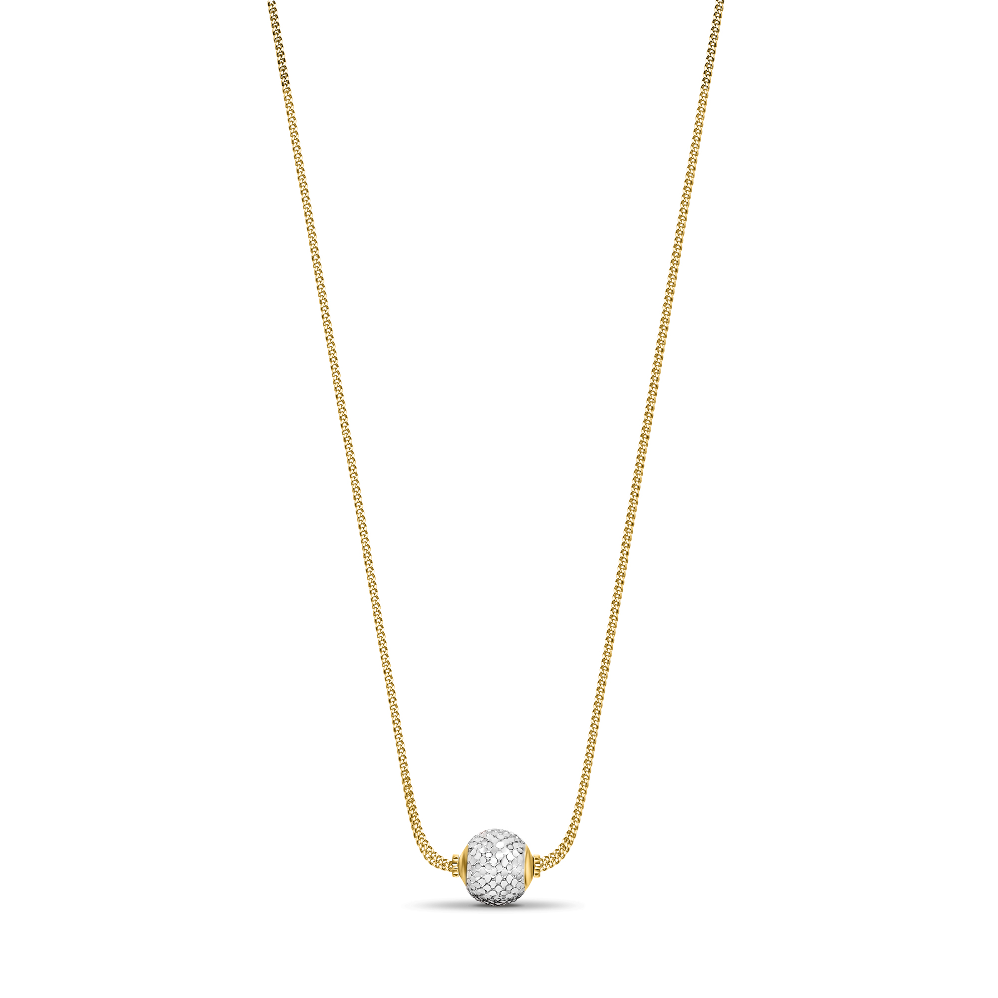 Lot - A diamond and 18k white gold ball pendant necklace