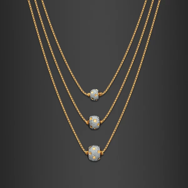 22K Gold Tiered Ball Necklace (10.15G)