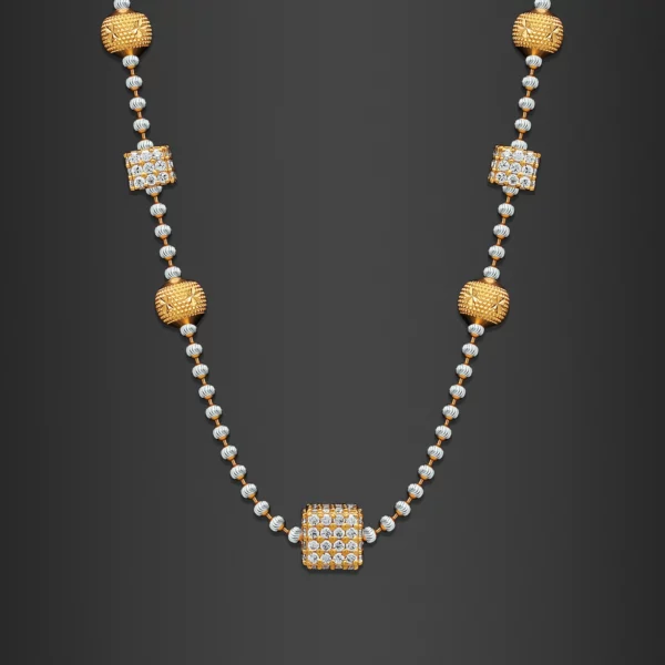 22K Gold Beaded CZ Necklace (13.25G)