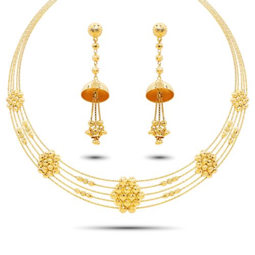 Queen of Hearts Jewelry 22K Gold Turkish Mesh Necklace Set (21.10G)