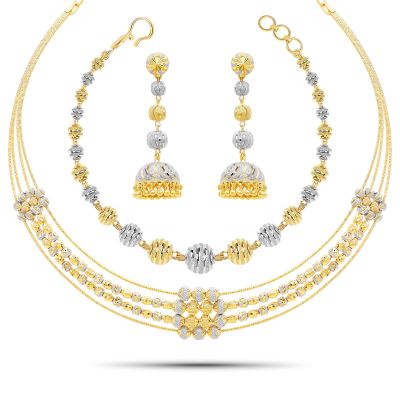 22K Gold Choker Necklace Set & Bracelet (61.05G)