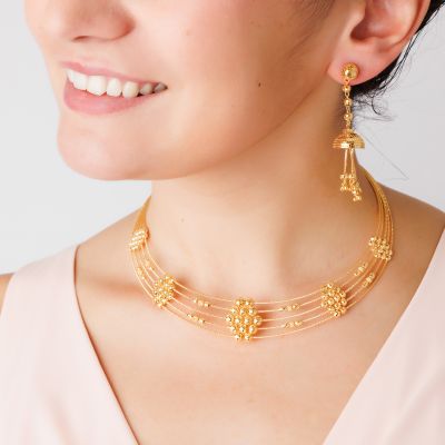 22K Gold Choker Necklace Set (51.20G)