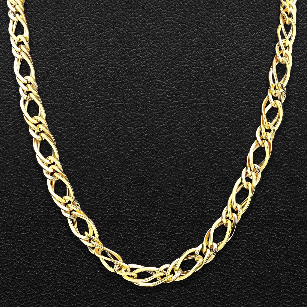 22K Gold Figaro Chain 18 Inch Queen of Hearts Jewelry