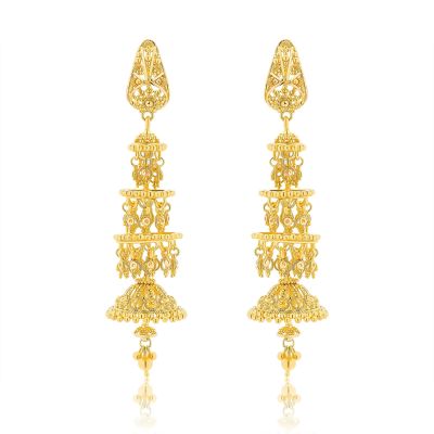 22K Gold Filigree Jhumka Earrings (23.70G)