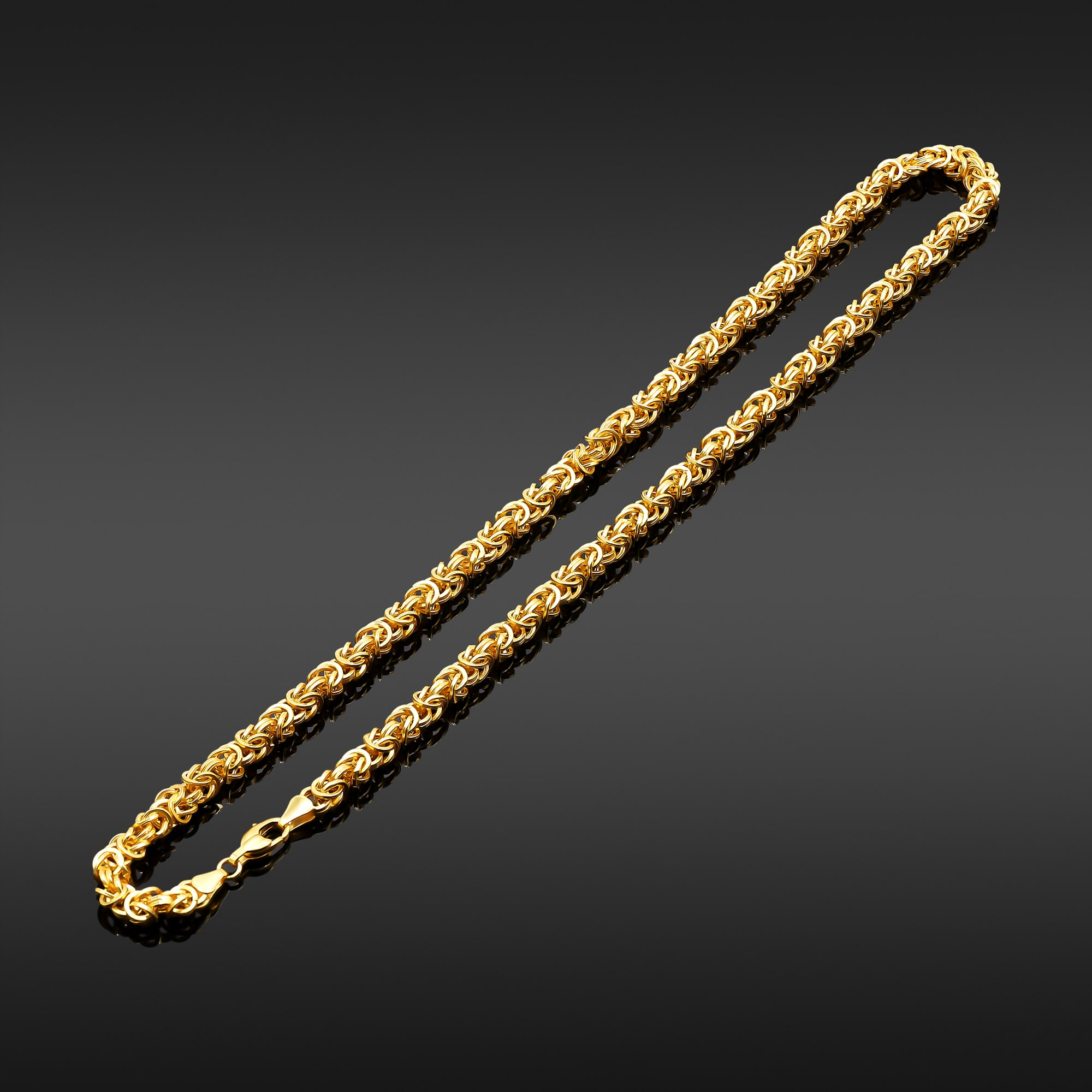 Solid Byzantine Chain Necklace 14K Yellow Gold 20