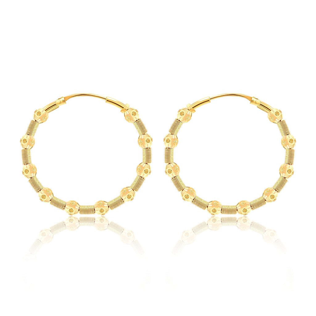 22k Gold Beaded Hoop Earrings 1060g Queen Of Hearts Jewelry 4315