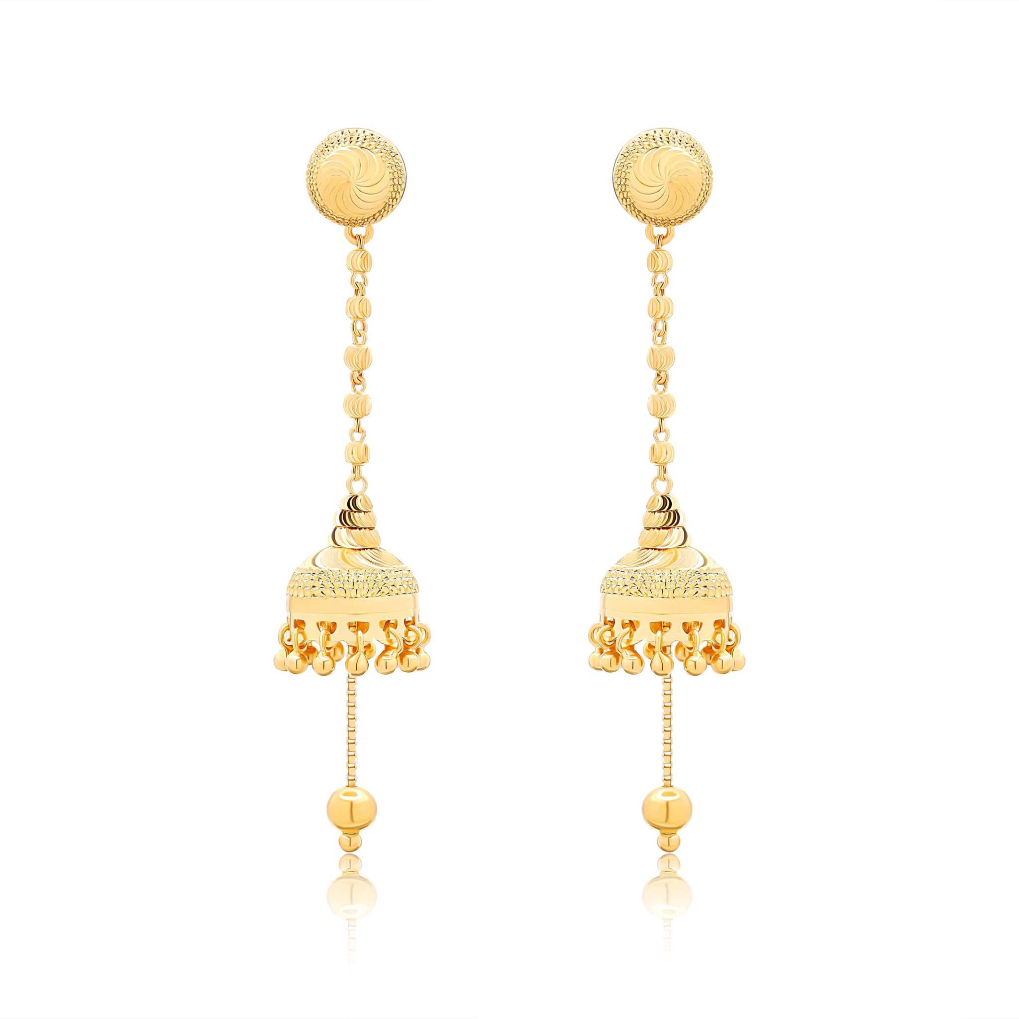 22K Gold Stud & Jhumki Earrings