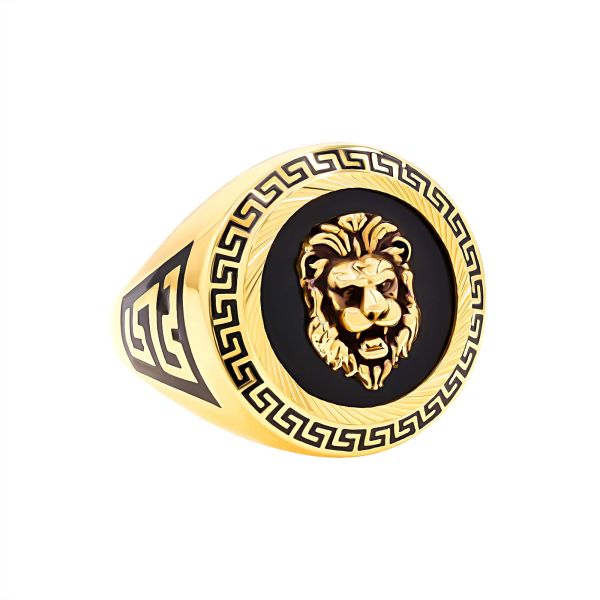 22K Gold Men's Lion Ring