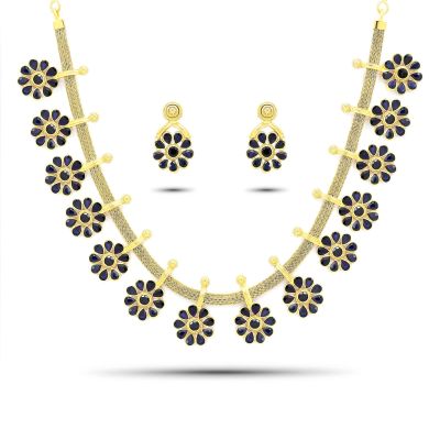 22K Gold Sapphire Necklace Set (47.10G)