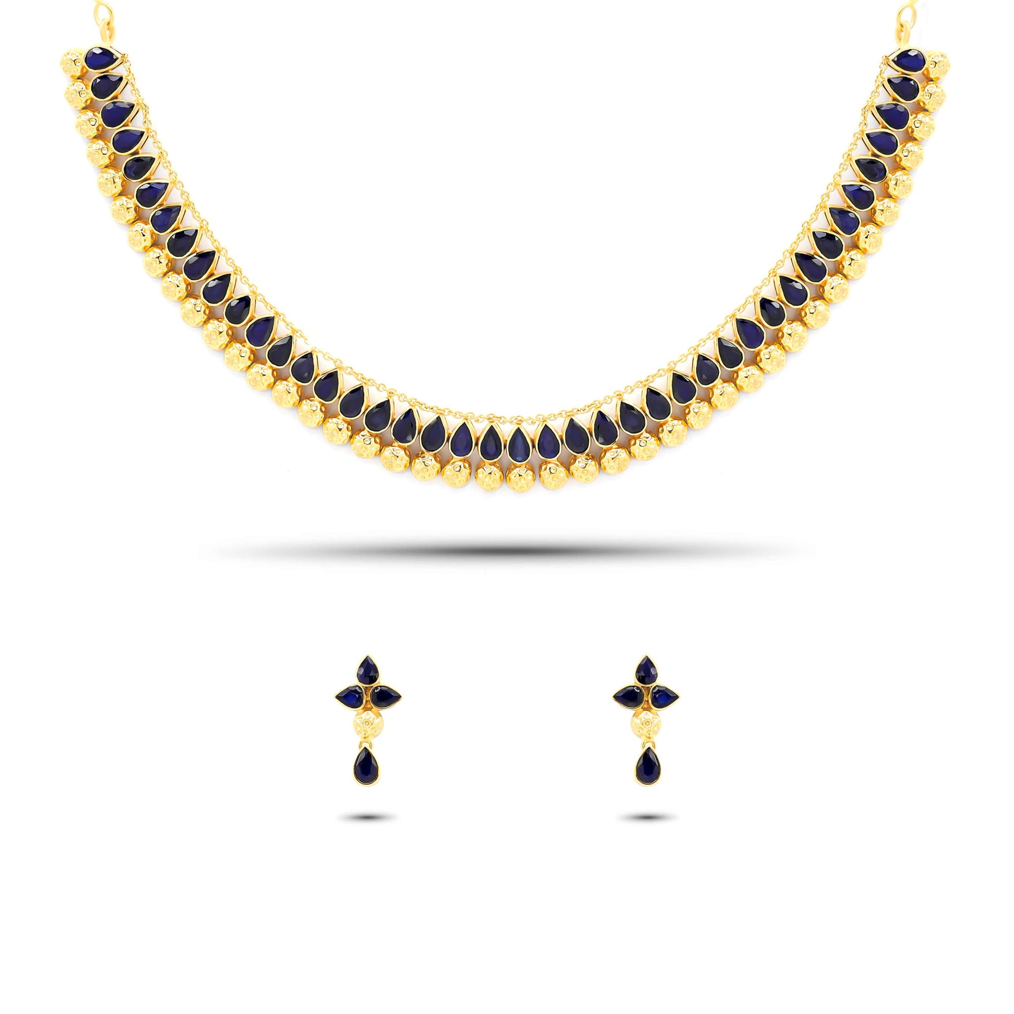 22K Gold Sapphire Necklace Set