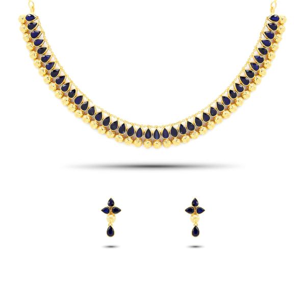 22K Gold Sapphire Necklace Set