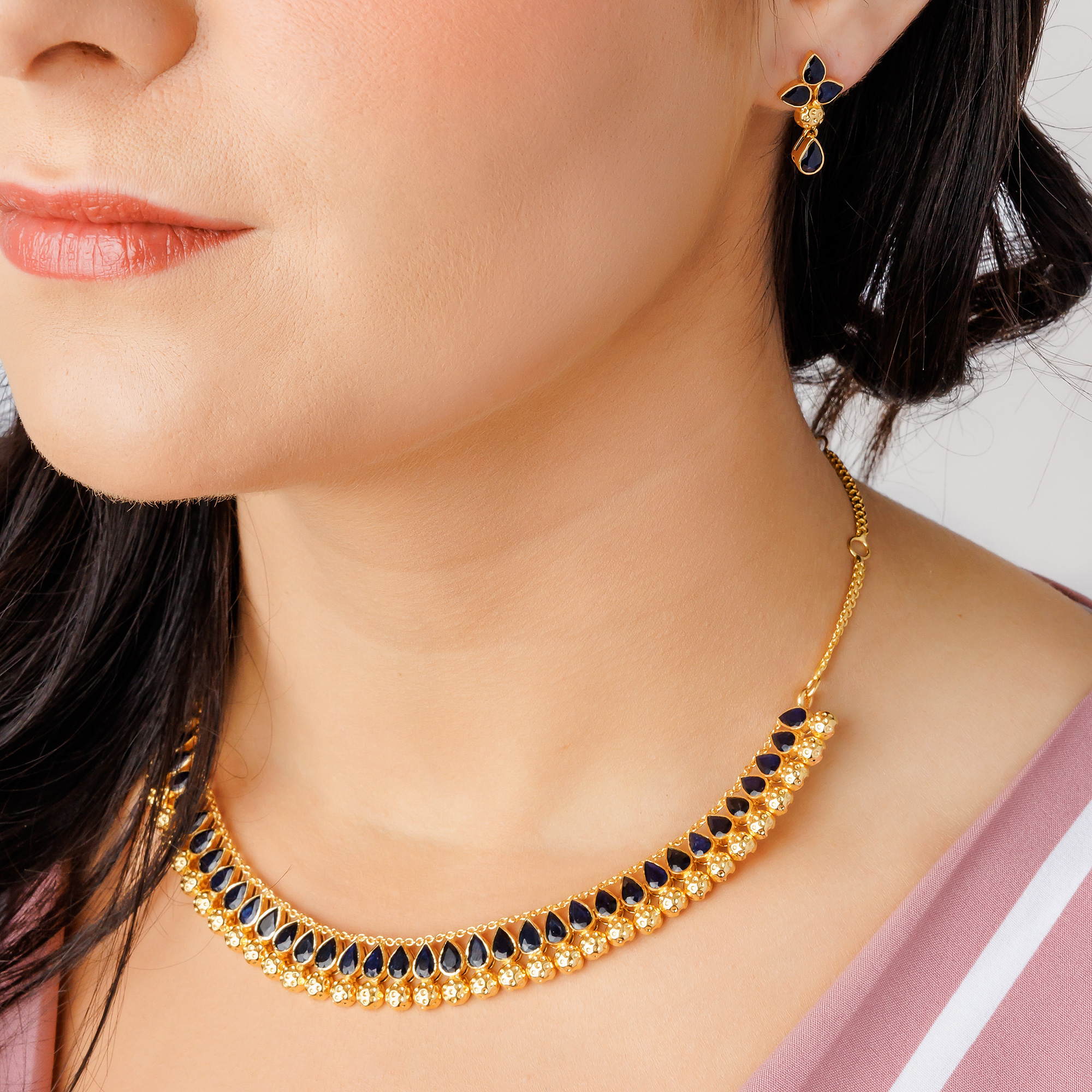 Blue sapphire necklace-sets - Sanvi Jewels Pvt. Ltd. - 3455233