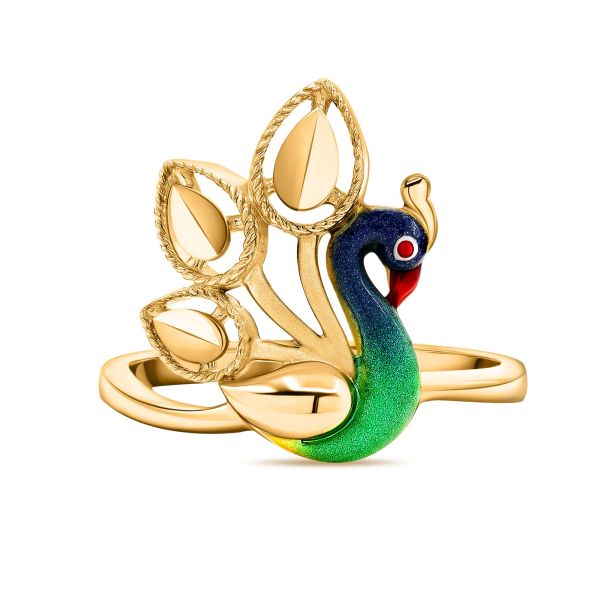 22K Gold Peacock Ring Women