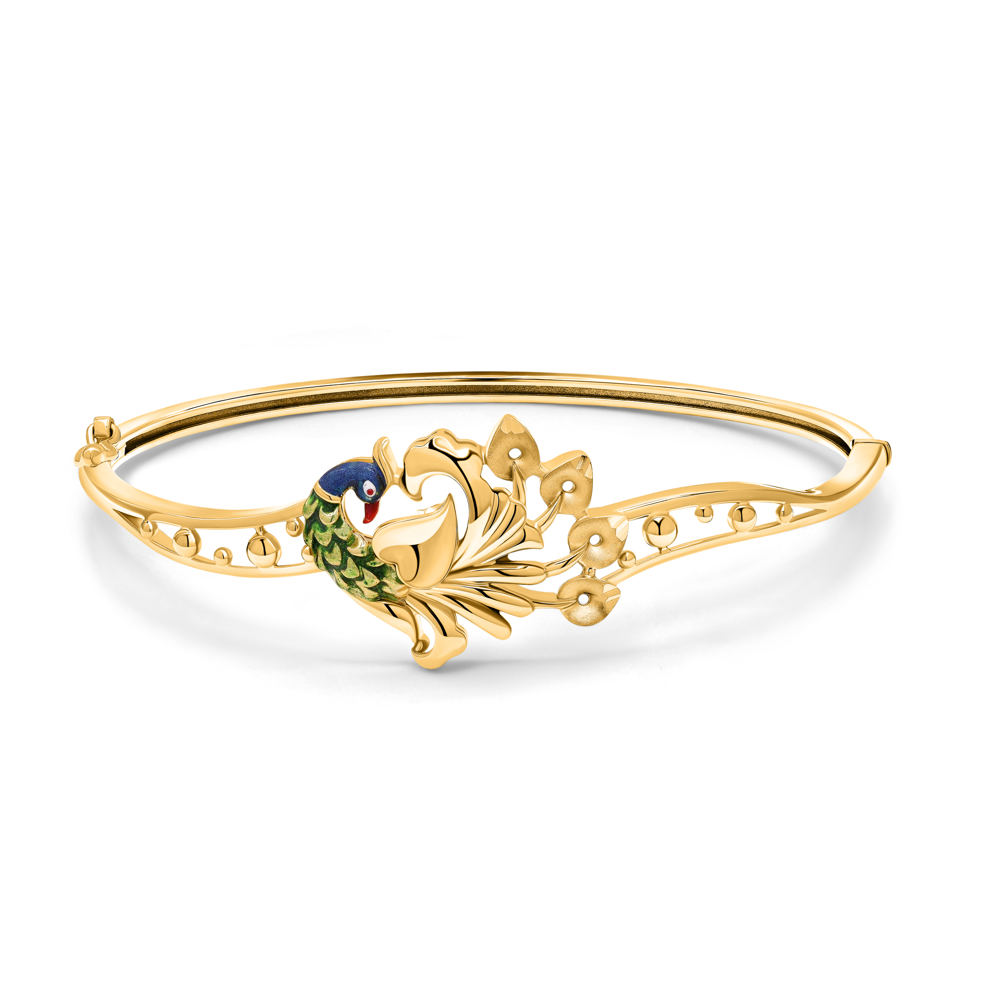 Round Party Peacock Design Gold Bangle