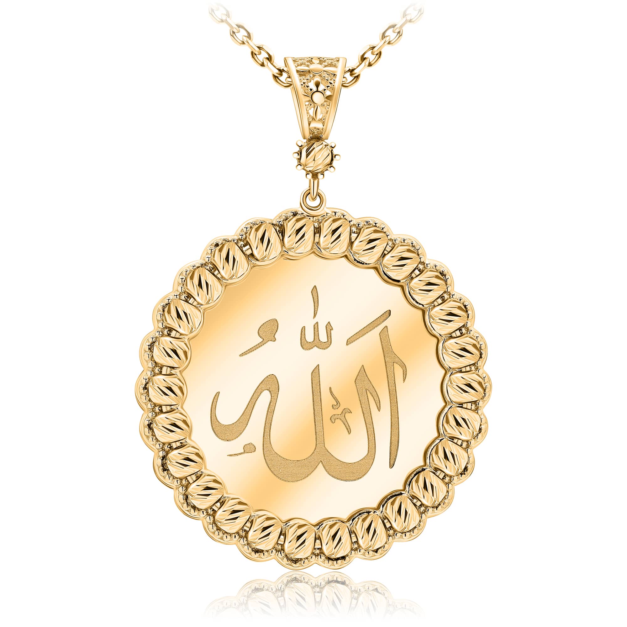 Memoir Gold plated CZ studded, Allah word, pentagon shape muslim jewellery chain  pendant necklace for Men and Women : Saloni Xaviers: Amazon.in: Fashion