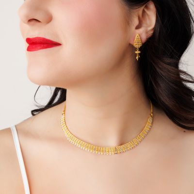 22K Gold Two-Tone Choker Necklace Set (26.20G)