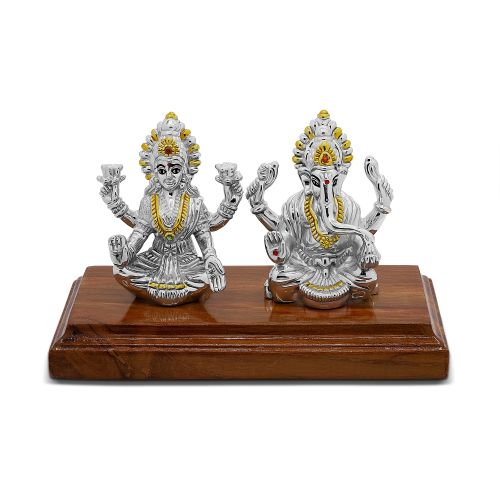 999 Pure Silver Laxmi Ganesha Idol Statue