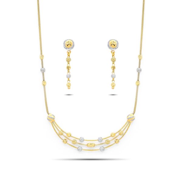 22K Gold Two Tone Necklace Set
