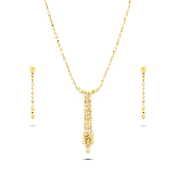 22K Gold Tassel Drop Necklace Set