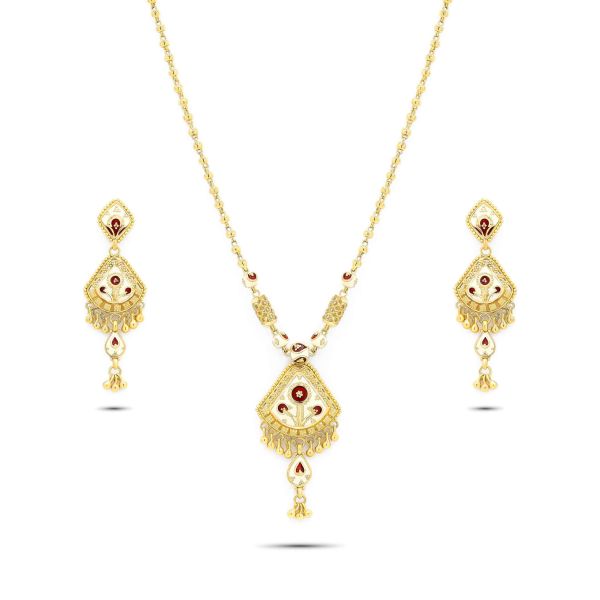 22K Gold Meenakari Necklace Set