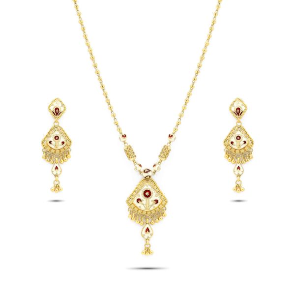 22K Gold Meenakari Necklace Set