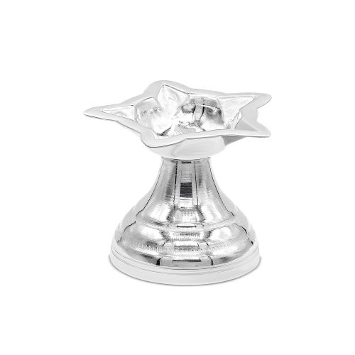 Pure Silver Deepam Diya Lamp Stand – Small