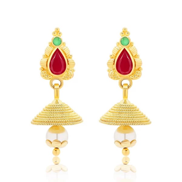 22K Gold Pearl Jhumka Earrings