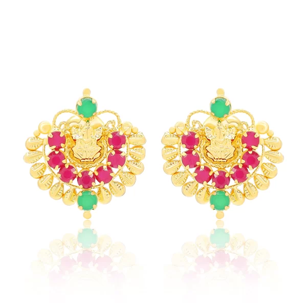22K Gold Ruby & Emerald Earrings