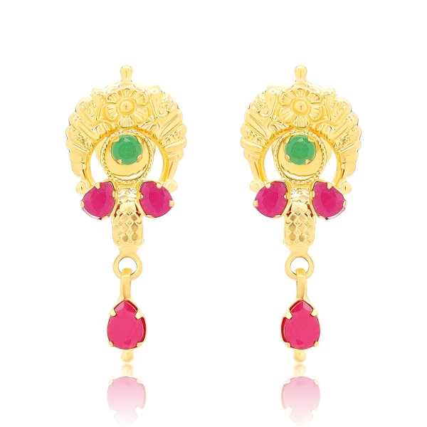22K Gold Ruby & Emerald Earrings