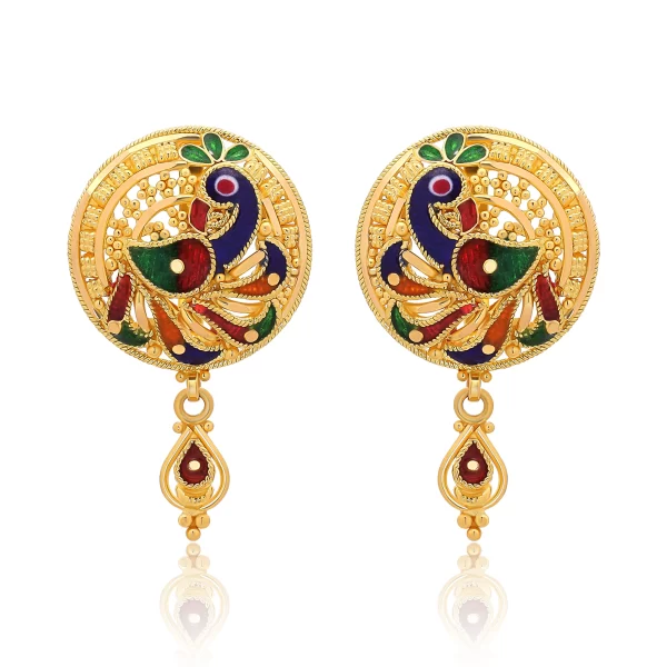 22K Gold Filigree Peacock Earrings