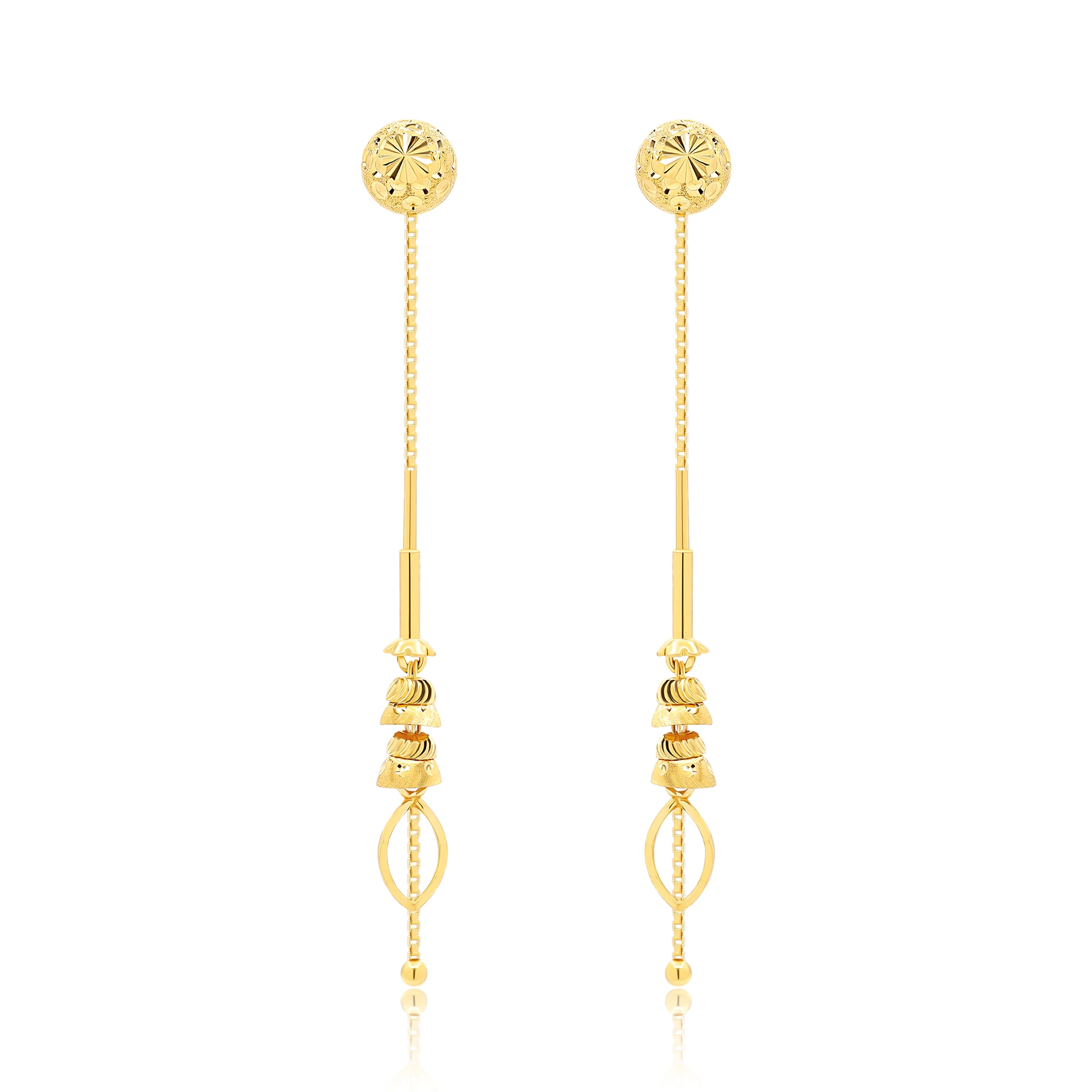Manufacturer of 22k / 916 gold 2 line vertical sui dhaga earrings | Jewelxy  - 43079