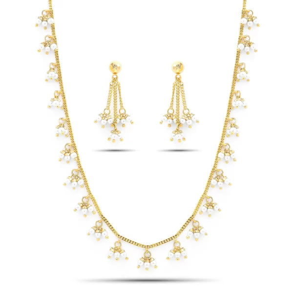 22K Gold Pearl Necklace Set