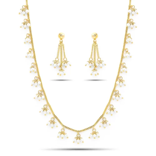 22K Gold Pearl Necklace Set (19.20G)