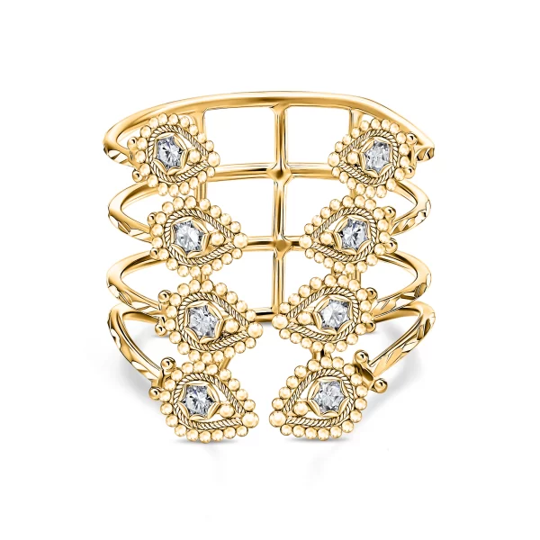 22K Gold Caged CZ Ring