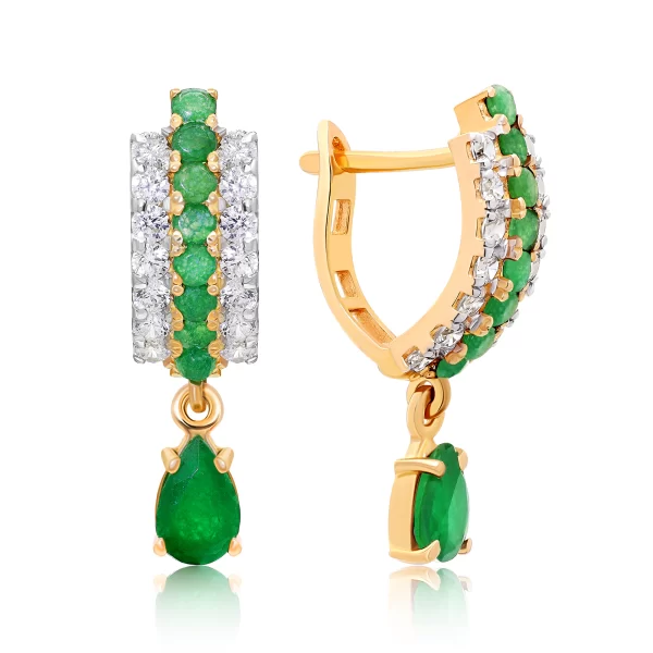 22K Gold Emerald Earrings