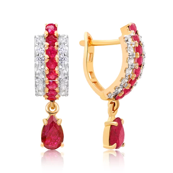 22K Gold Ruby Coral Earrings