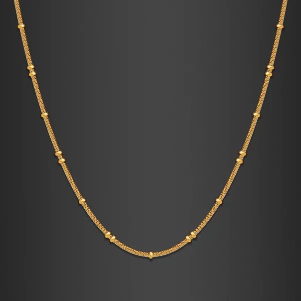 22K Gold Beaded Chain Necklace (8.05G)