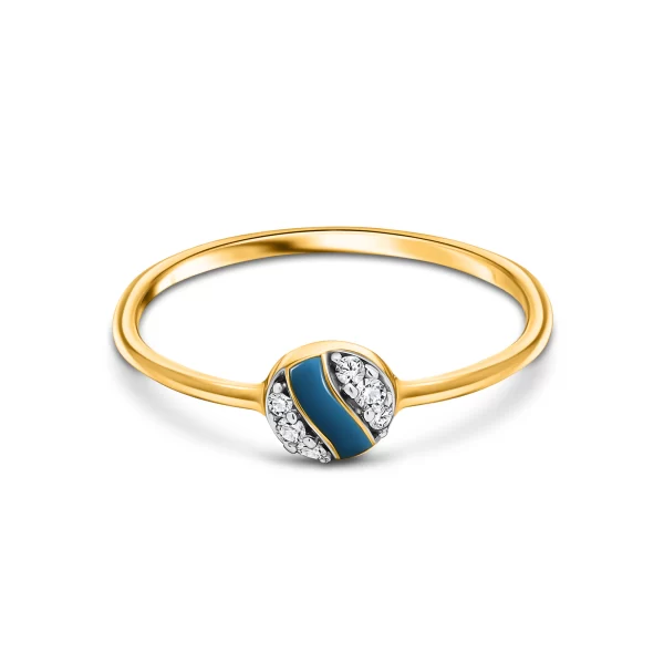 22K Gold Blue Enamel Ring