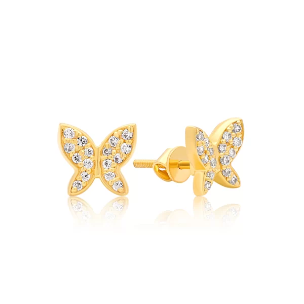 22K Gold Butterfly Stud Earrings