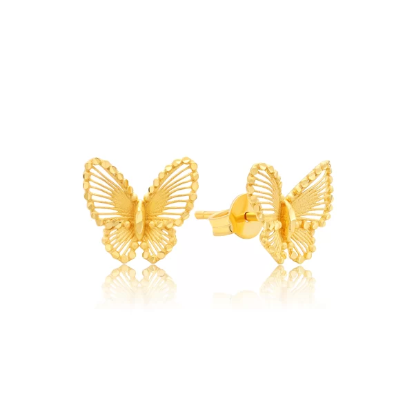 22K Gold Mesh Butterfly Earrings