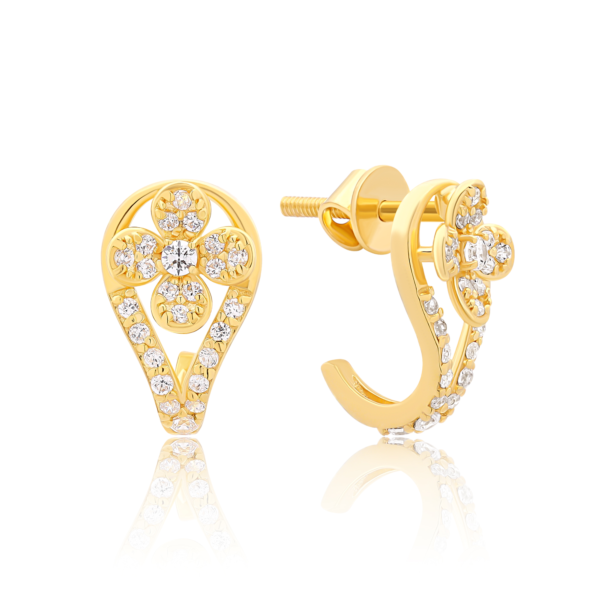 22K Gold Floral Stud Earrings