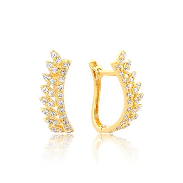 22K Gold Curved Huggie Earrings