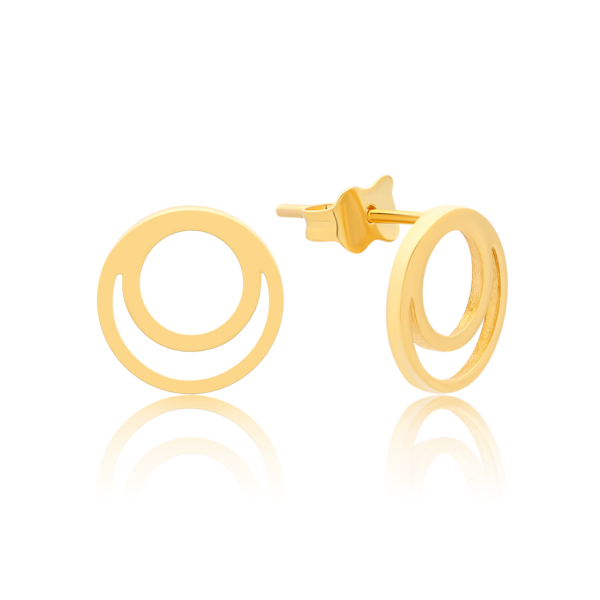 22K Gold Overlap Circle Stud Earrings