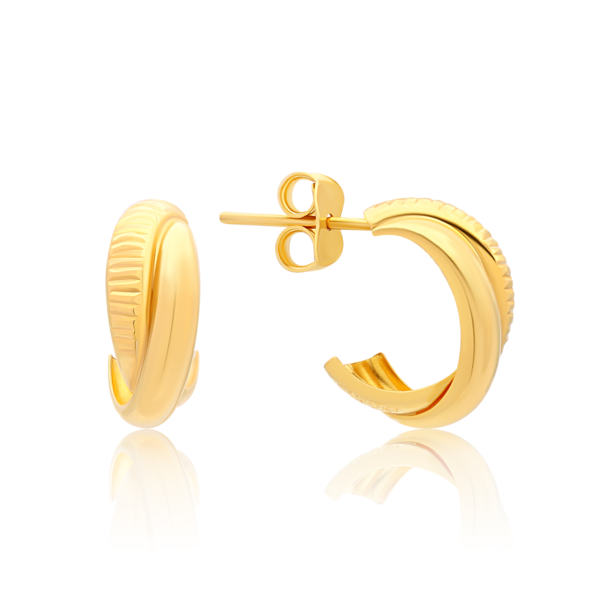 22K Gold Croissant Hoop Earrings
