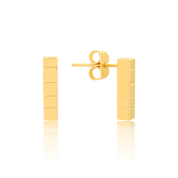 22K Gold Bar Stud Earrings