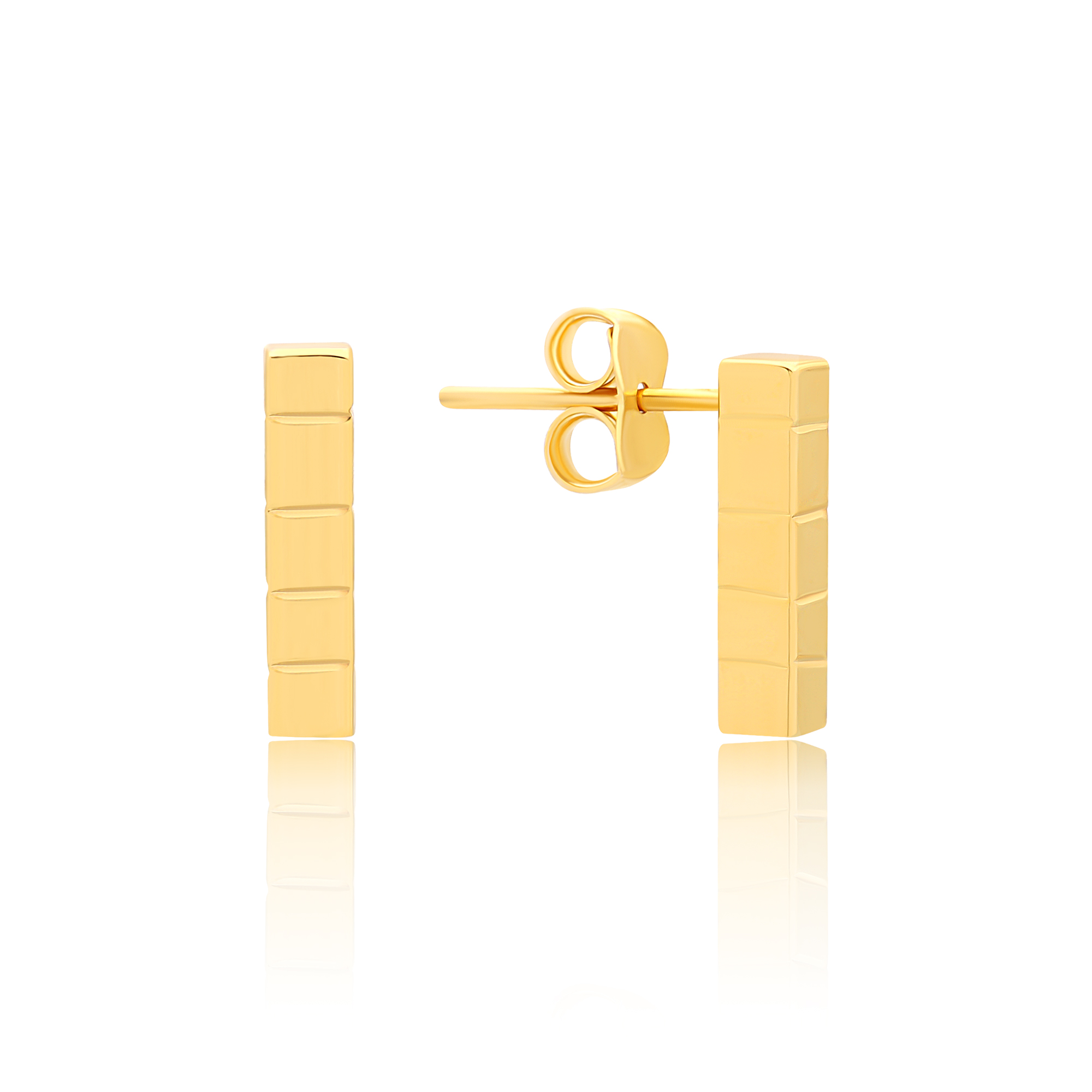 22K Gold Bar Stud Earrings (1.50G) - Queen of Hearts Jewelry